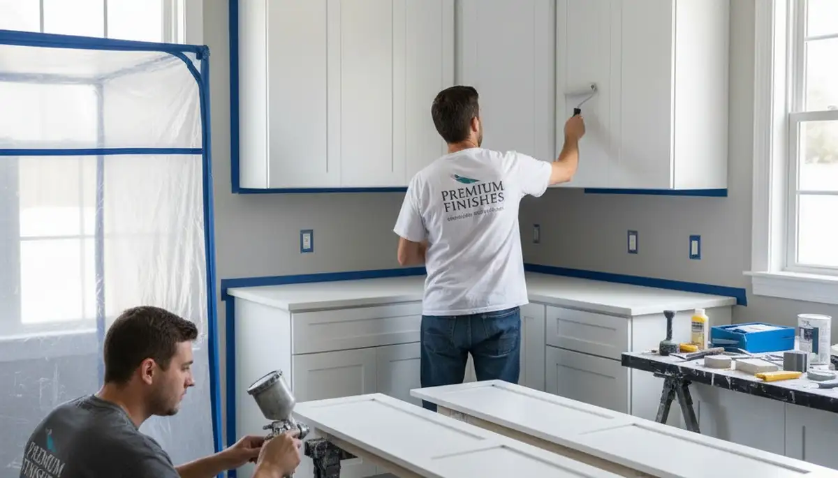 Professional cabinet painting in Kissimmee FL kitchen with durable, humidity-resistant finish