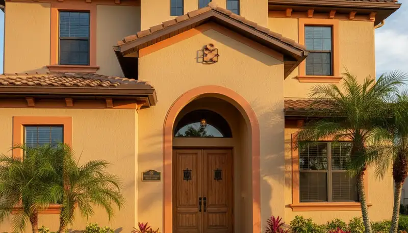 Freshly painted home exterior in Kissimmee FL with smooth, weather-resistant finish by local house painters