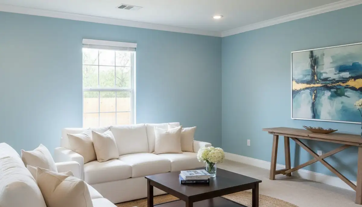 Freshly painted Kissimmee FL living room with smooth interior finishes by professional house painters