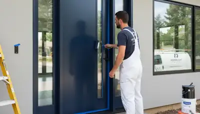 Professional door painting service in Kissimmee, FL with durable exterior finish