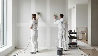 Technician performing drywall repair in a Kissimmee, FL home for professional wall restoration services