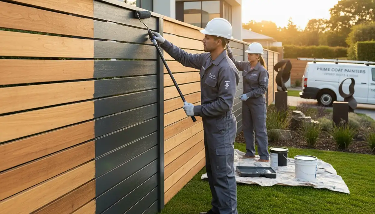 Professional fence painting in Kissimmee, FL enhancing wood durability and curb appeal