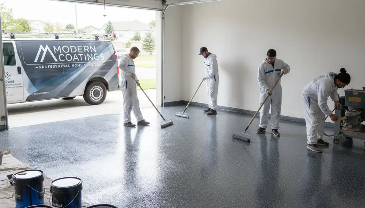 Professional epoxy garage floor coating in Kissimmee FL with durable, glossy finish