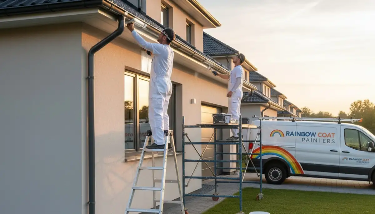 Professional gutter painting on a Kissimmee FL home exterior by expert local house painters
