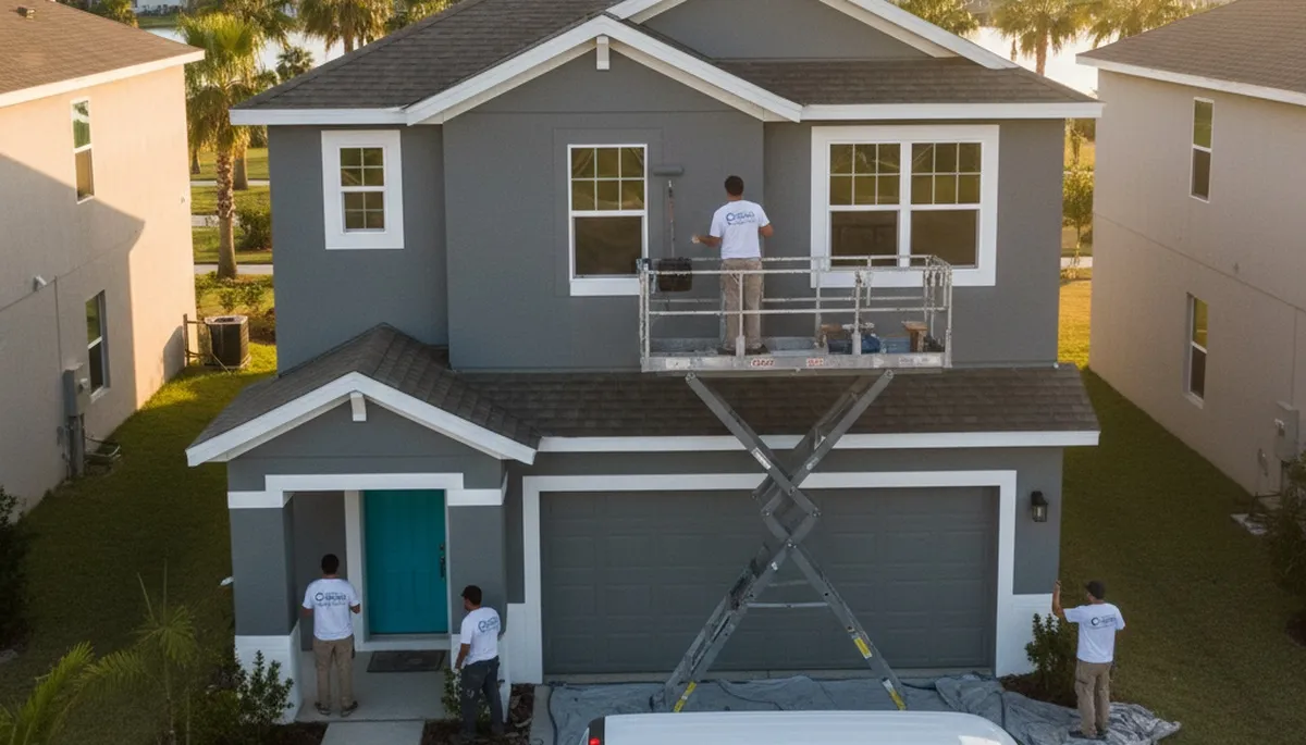 Professional house painters in Kissimmee FL expertly painting a home's exterior for curb appeal