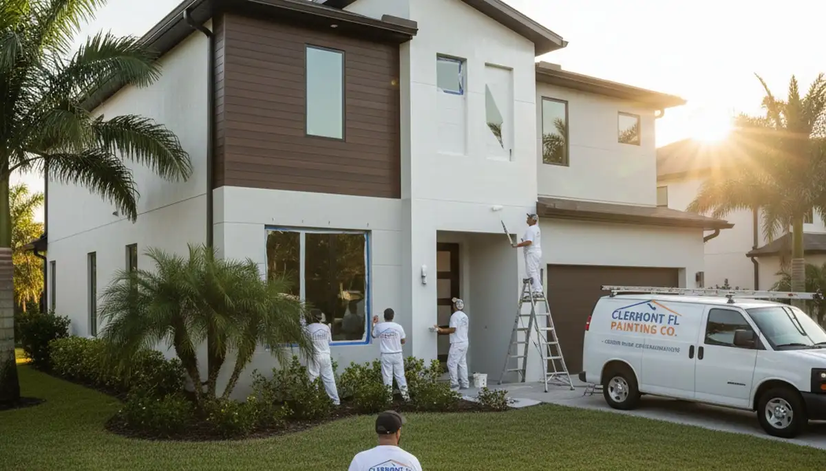 Professional house painters in Kissimmee FL applying fresh exterior paint to a residential home