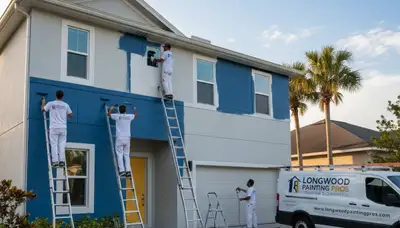 Professional house painters working on residential exterior in Kissimmee, FL