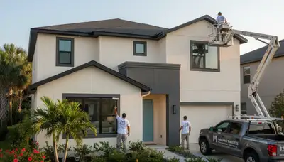 Professional house painters working on residential exterior in Kissimmee, FL