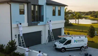 Professional house painters working on exterior home in Kissimmee FL