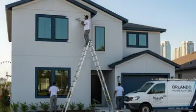 Professional house painters improving home exterior finish in Kissimmee, FL