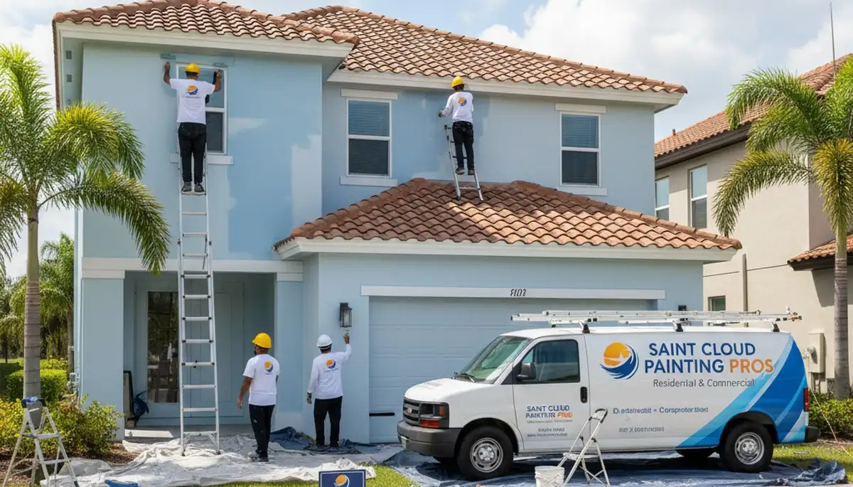Professional house painters in Kissimmee FL applying fresh exterior paint to residential home