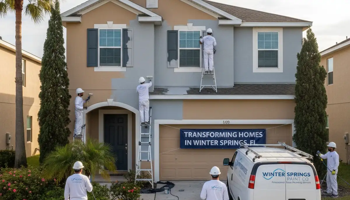 Professional house painters completing exterior home painting in Kissimmee, FL