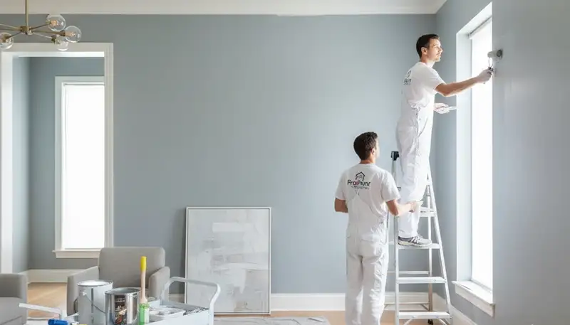 Expert interior house painters working on a living room in Kissimmee, FL