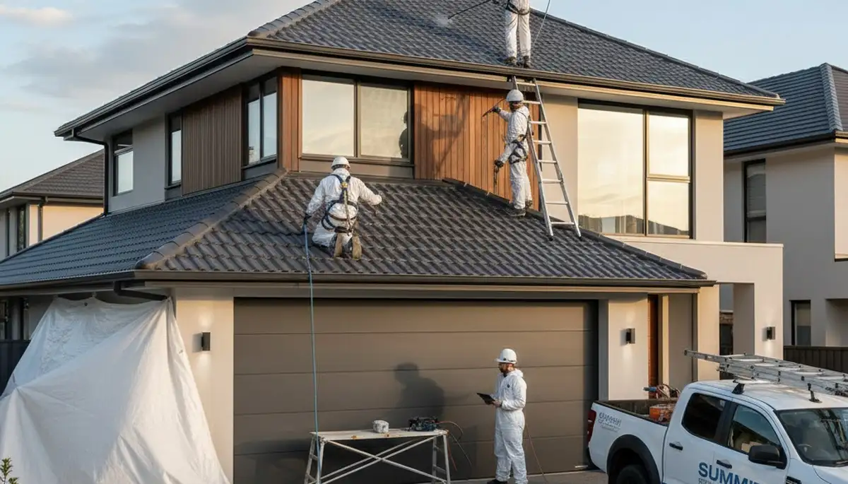 Professional roof painting and reflective coating service on a home in Kissimmee, FL