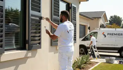 Professional shutter painting on home exterior in Kissimmee, FL by expert house painters