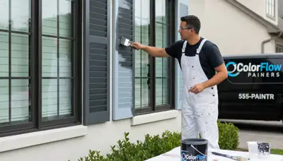 Professional shutter painting and refinishing on a Kissimmee, FL home exterior