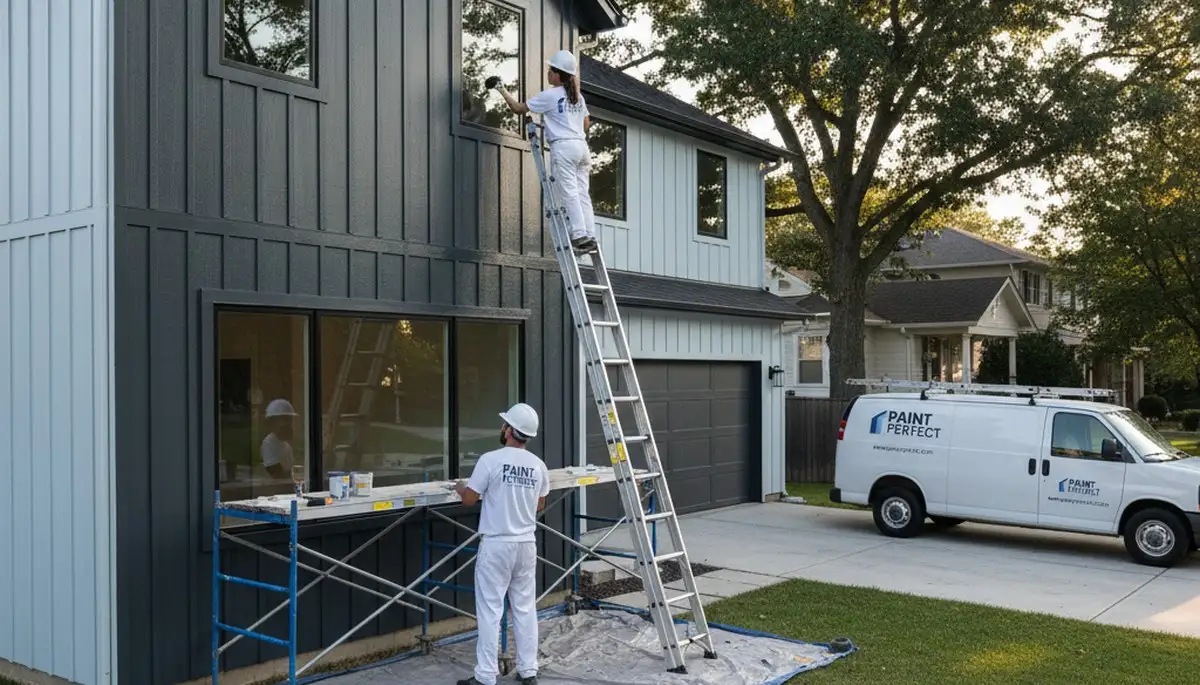 Professional siding painting on a Kissimmee FL home by expert house painters protecting exterior surfaces