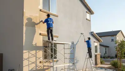 Professional stucco repair on a Kissimmee FL home exterior by expert house-painting contractors