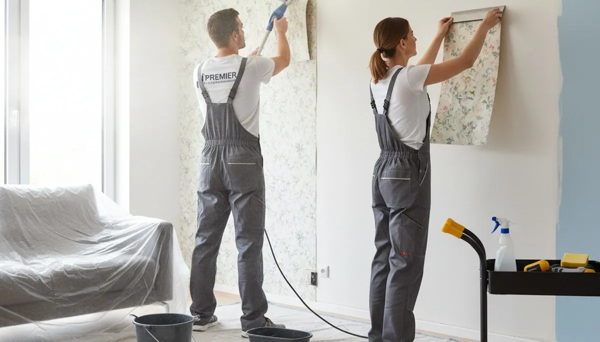 Professional wallpaper removal service in Kissimmee, FL with clean surface prep and expert painters