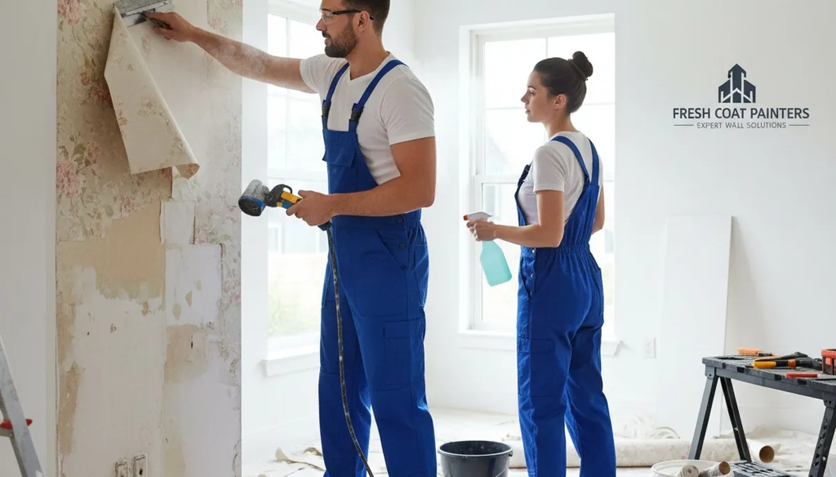 Professional wallpaper removal and wall prep by house painters in Kissimmee, FL