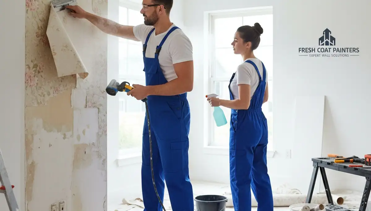 Professional wallpaper removal and wall prep by house painters in Kissimmee, FL