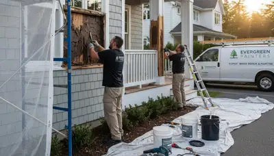 Professional wood rot repair and restoration at a Kissimmee, FL home exterior by expert painters